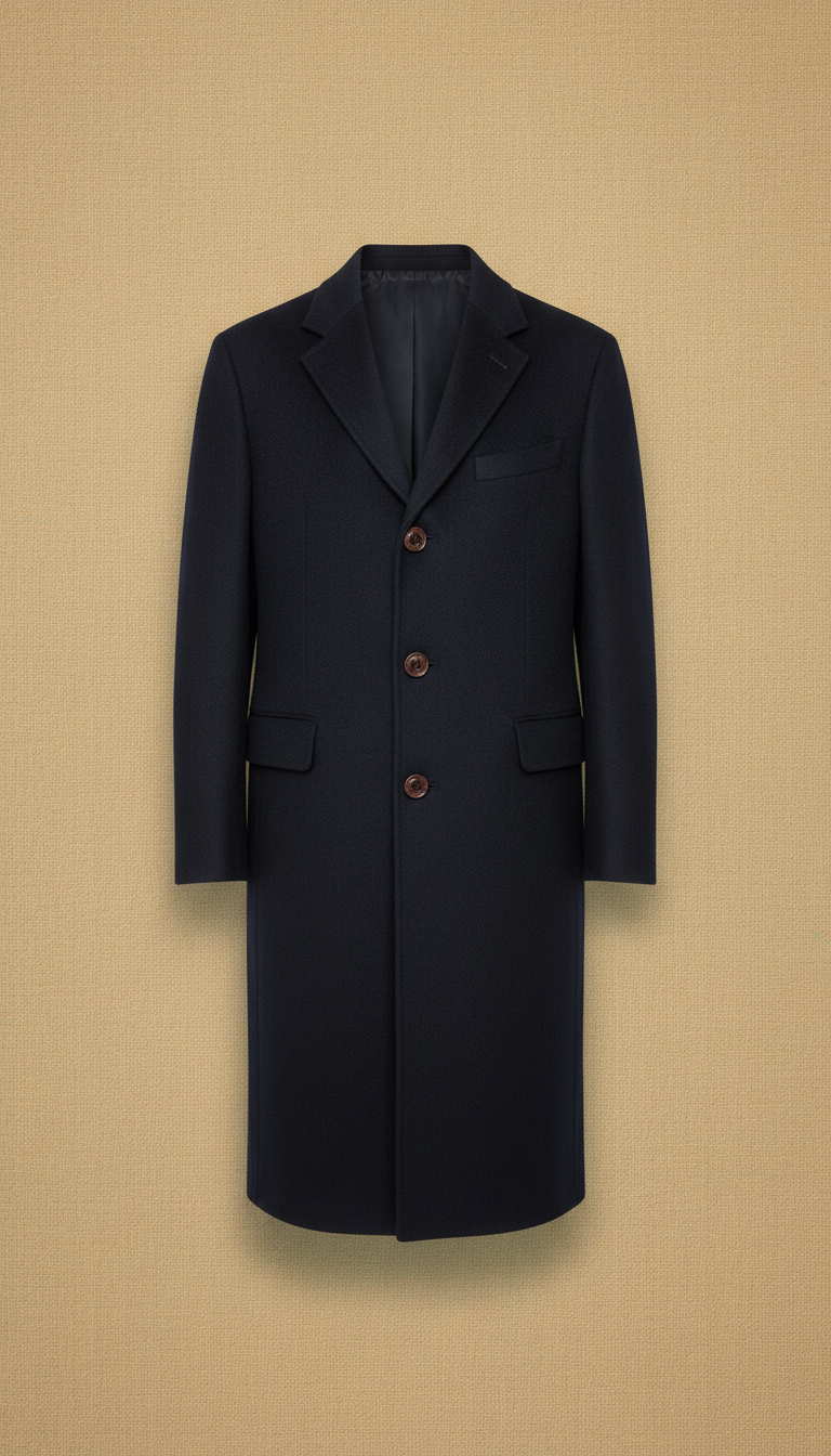 Midnight navy Italian wool topcoat