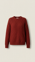 Brick red structured knit sweater